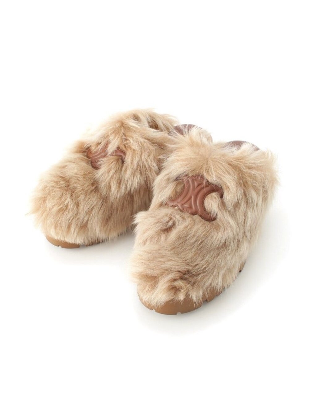 Celine Fur Triomphe Platform Sandals Brown